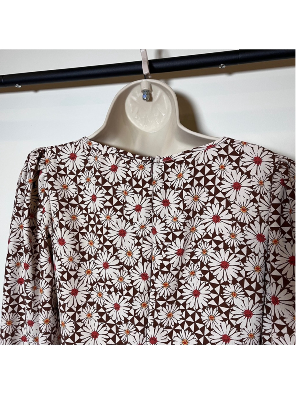 Hippie Dress Retro Boho Indie Folk Floral V-Neck Mini Long Sleeve Flowy Medium - Picture 12 of 13